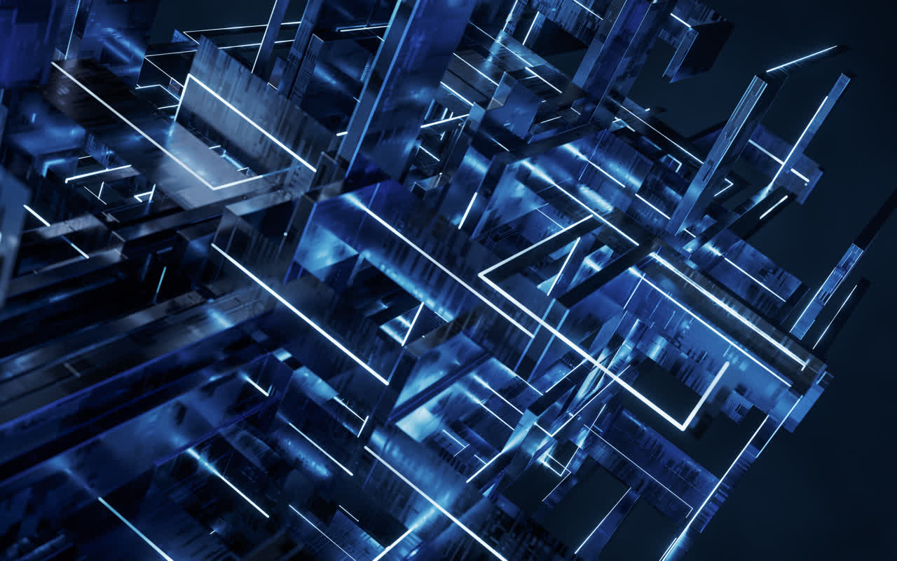 电子科技感线条几何体3D渲染