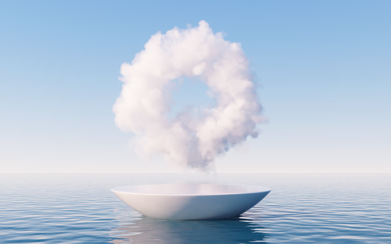 水面上的云朵3D渲染