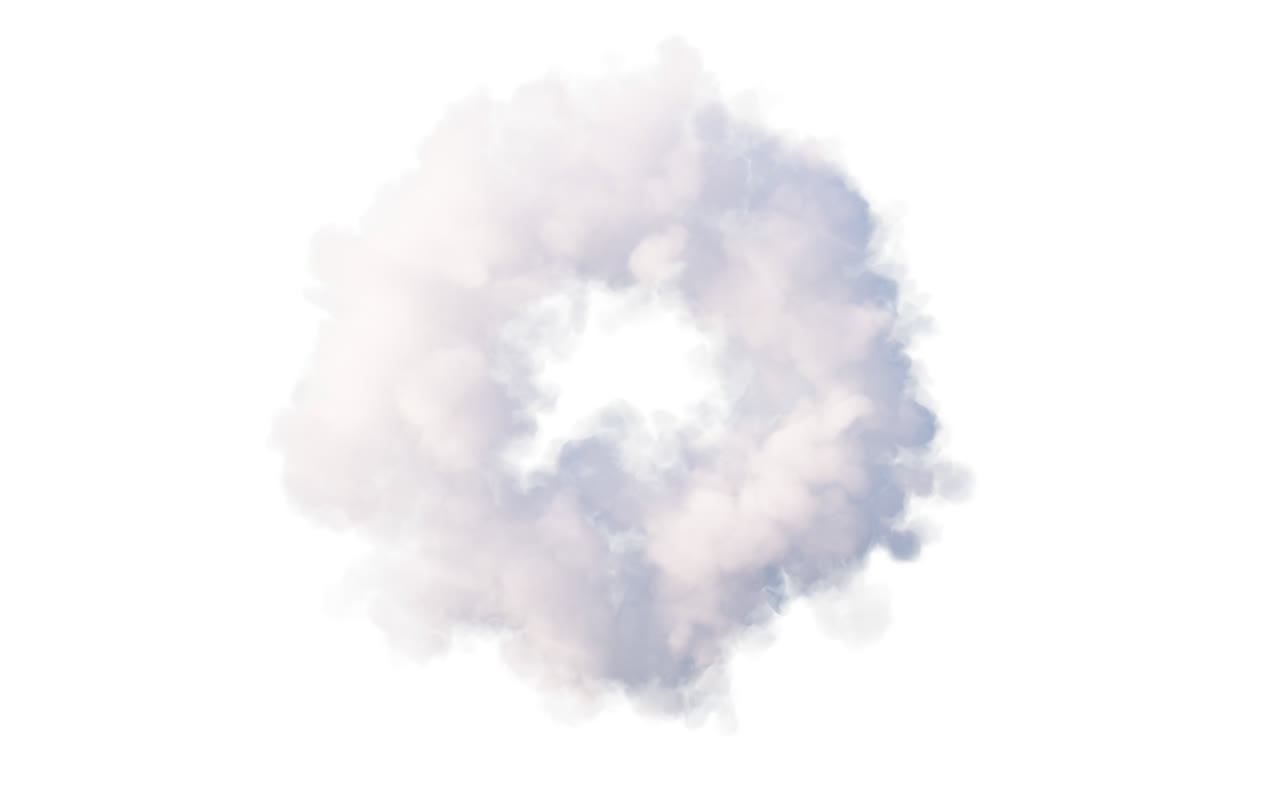 白色背景下的云朵3D渲染