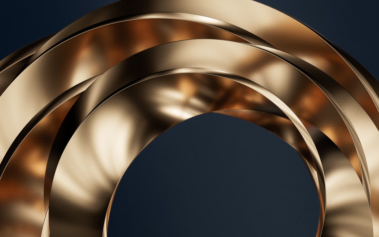 流动渐变的金属曲面3D渲染