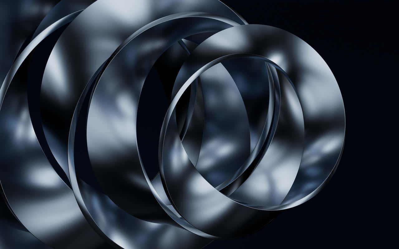 流动渐变的金属曲面3D渲染