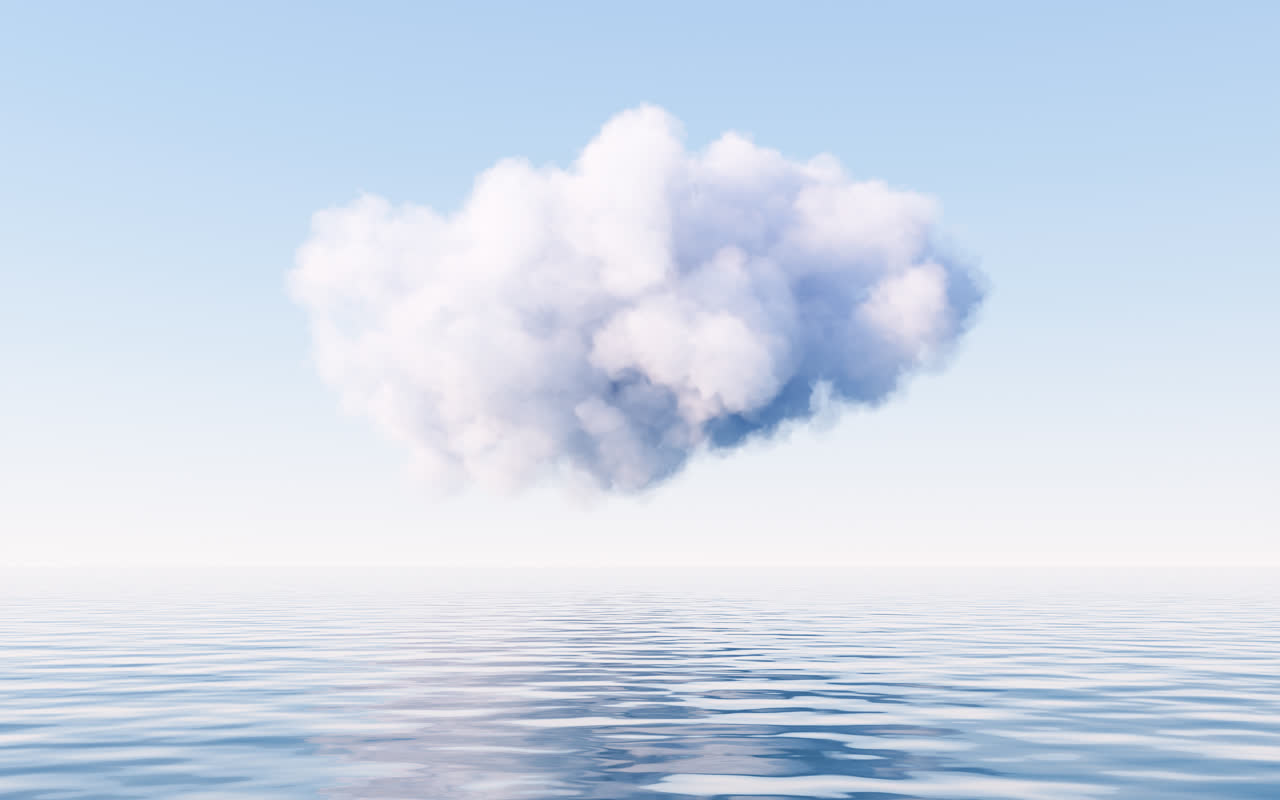 水面上的云朵3D渲染