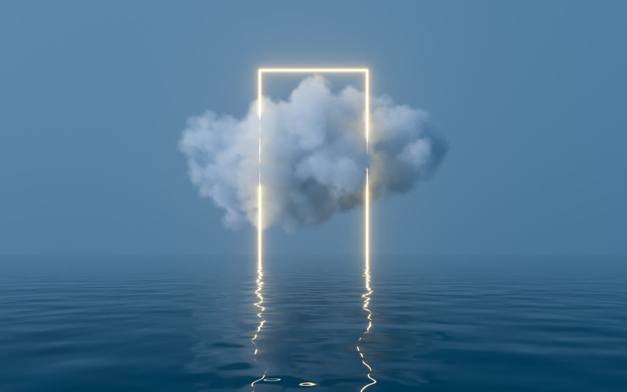 水面上的云朵3D渲染