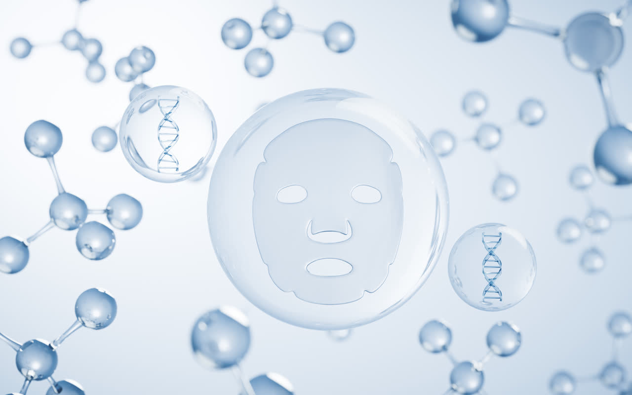 面膜与蓝色背景3D渲染