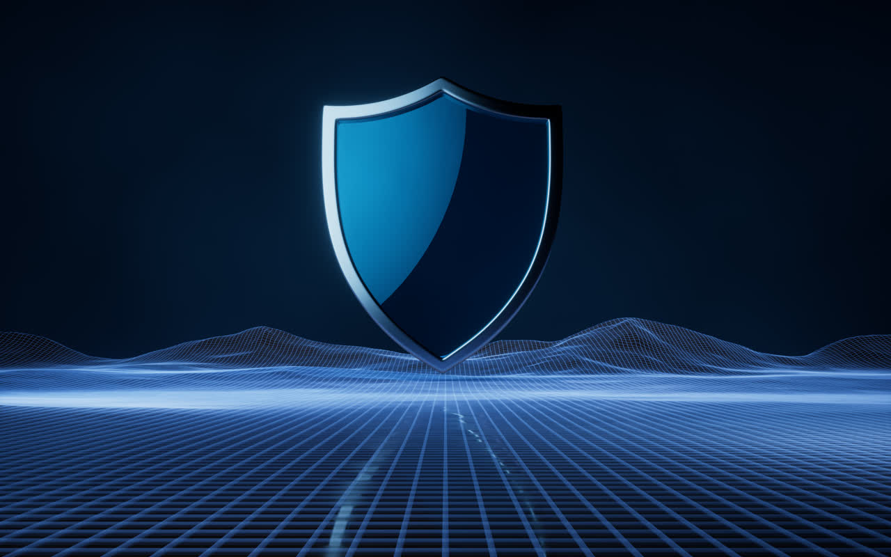 有光泽的盾牌与黑暗背景3D渲染