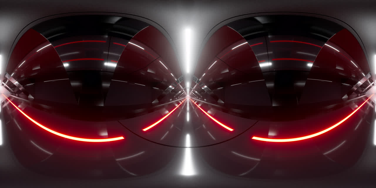 发光线条与隧道360度无缝VR全景3D渲染