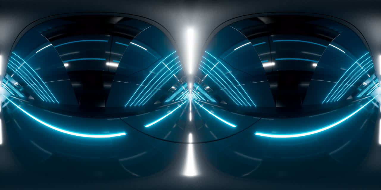 发光线条与隧道360度无缝VR全景3D渲染