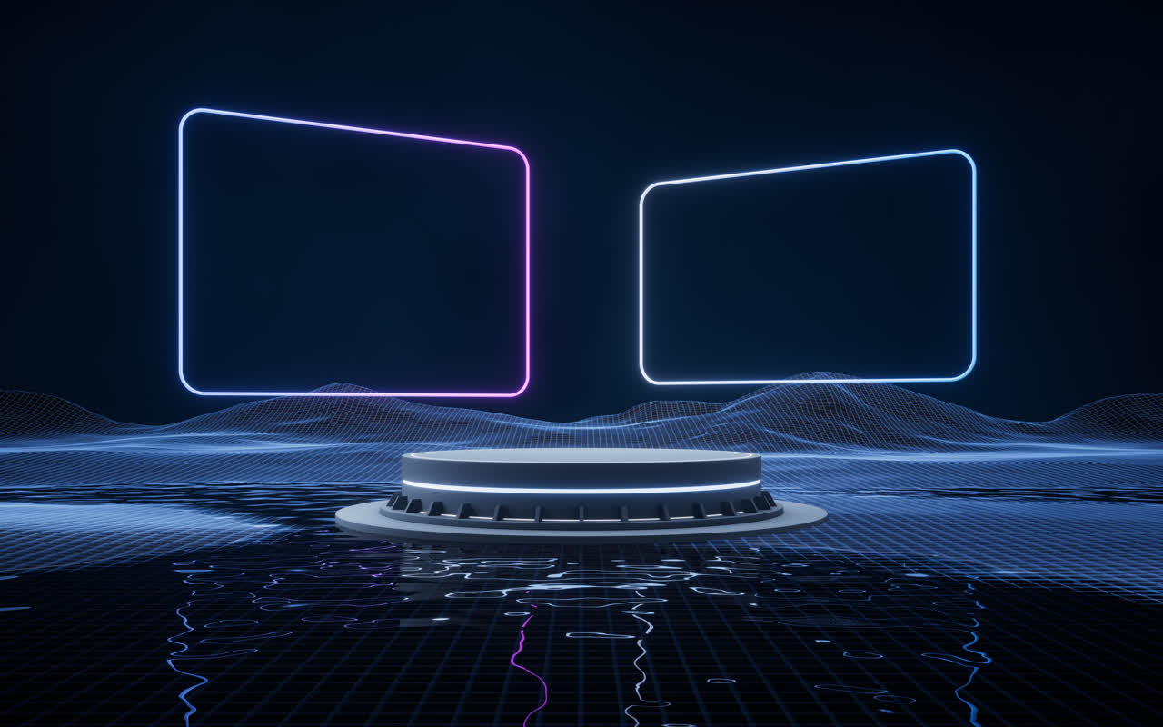 展台背景虚拟网络空间与展台3D渲染