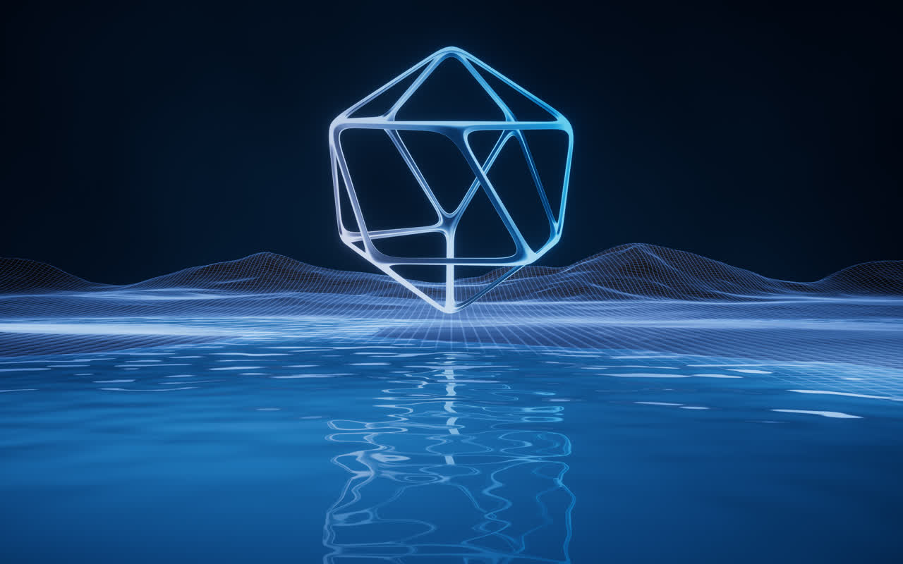 虚拟网络空间与抽象几何体3D渲染