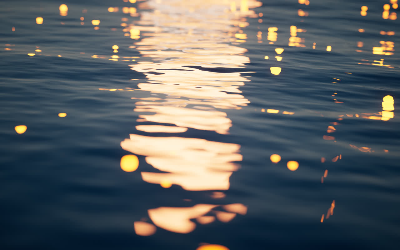 水面与发光粒子3D渲染