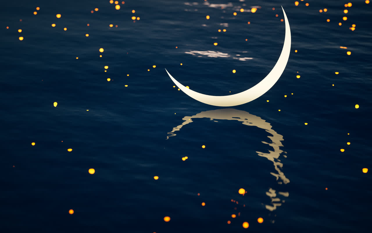 水面与发光粒子3D渲染