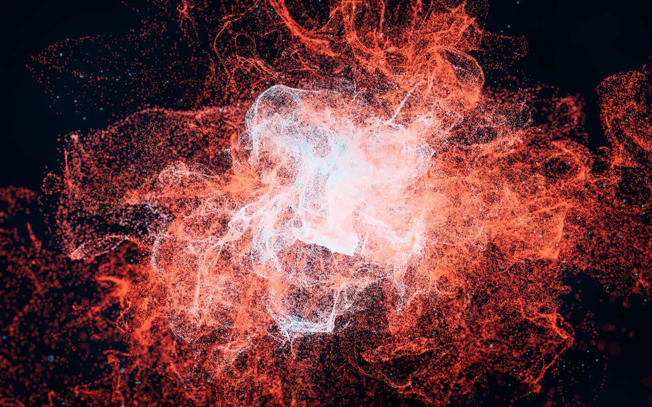 抽象舞动的粒子3D渲染