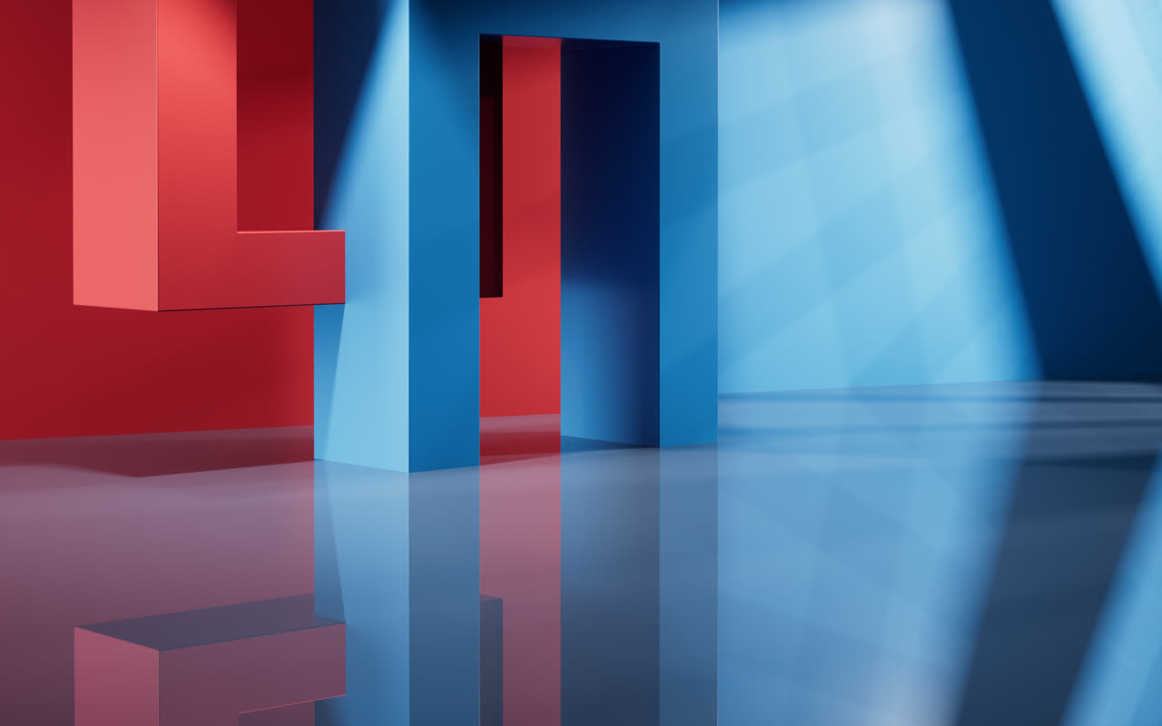 创意几何体室内空间3D渲染