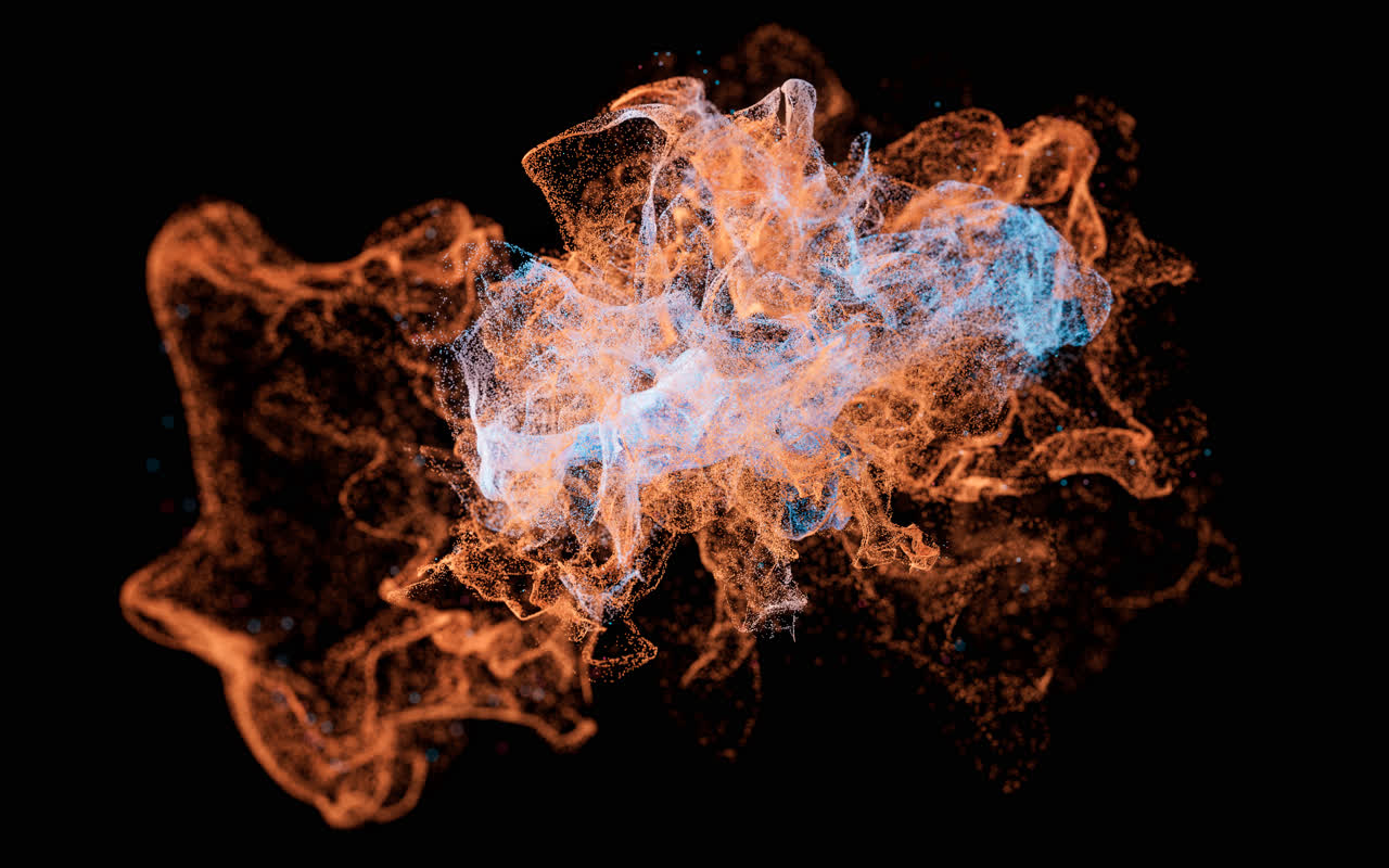 抽象舞动的粒子3D渲染