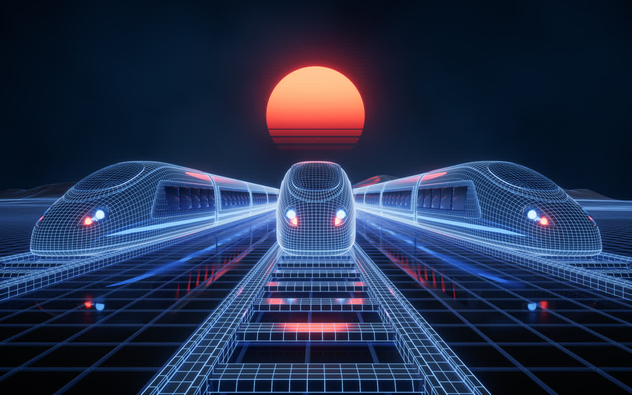 轨道列车交通运输概念3D渲染