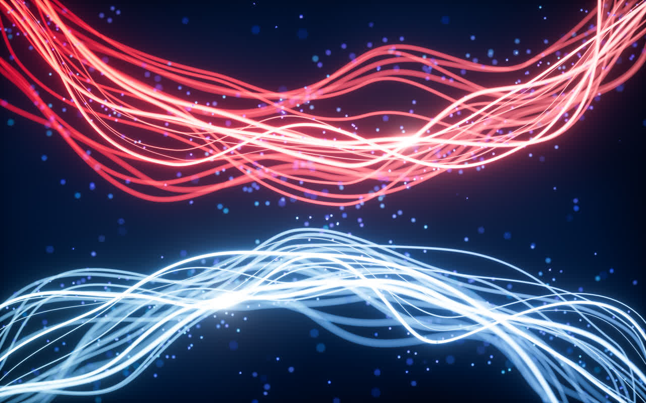 流动的曲线与粒子3D渲染