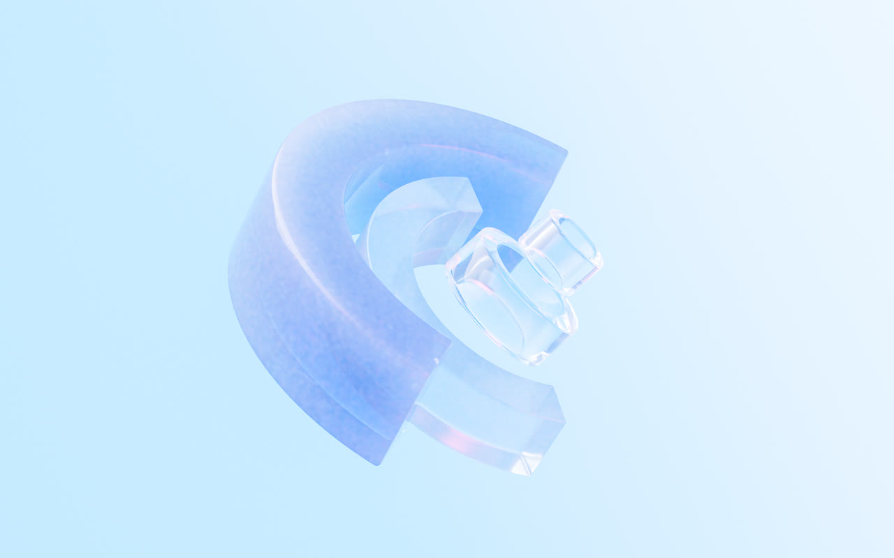 半透明玻璃几何体3D渲染