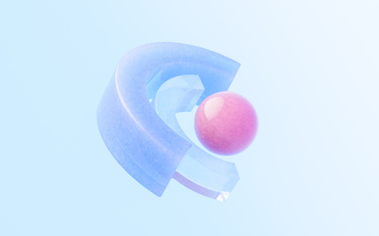 半透明玻璃几何体3D渲染