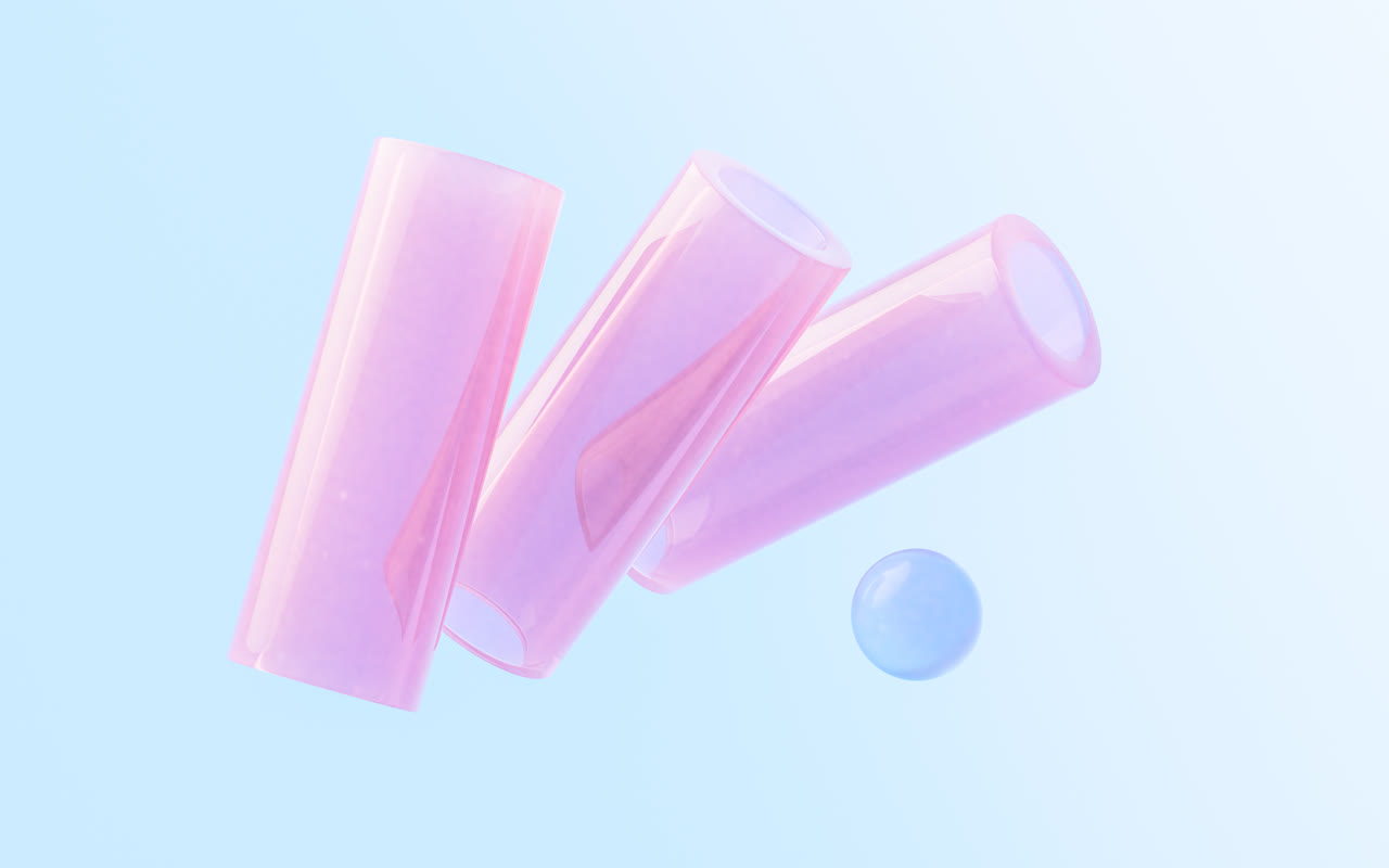 半透明玻璃几何体3D渲染