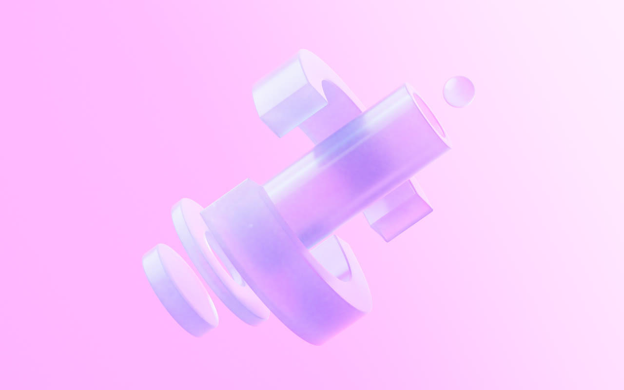 半透明玻璃几何体3D渲染