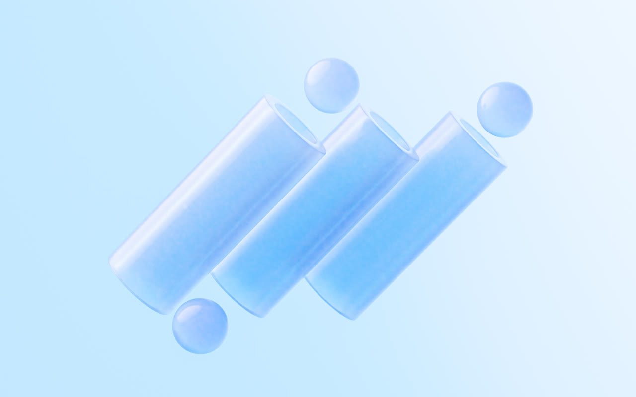 半透明玻璃几何体3D渲染