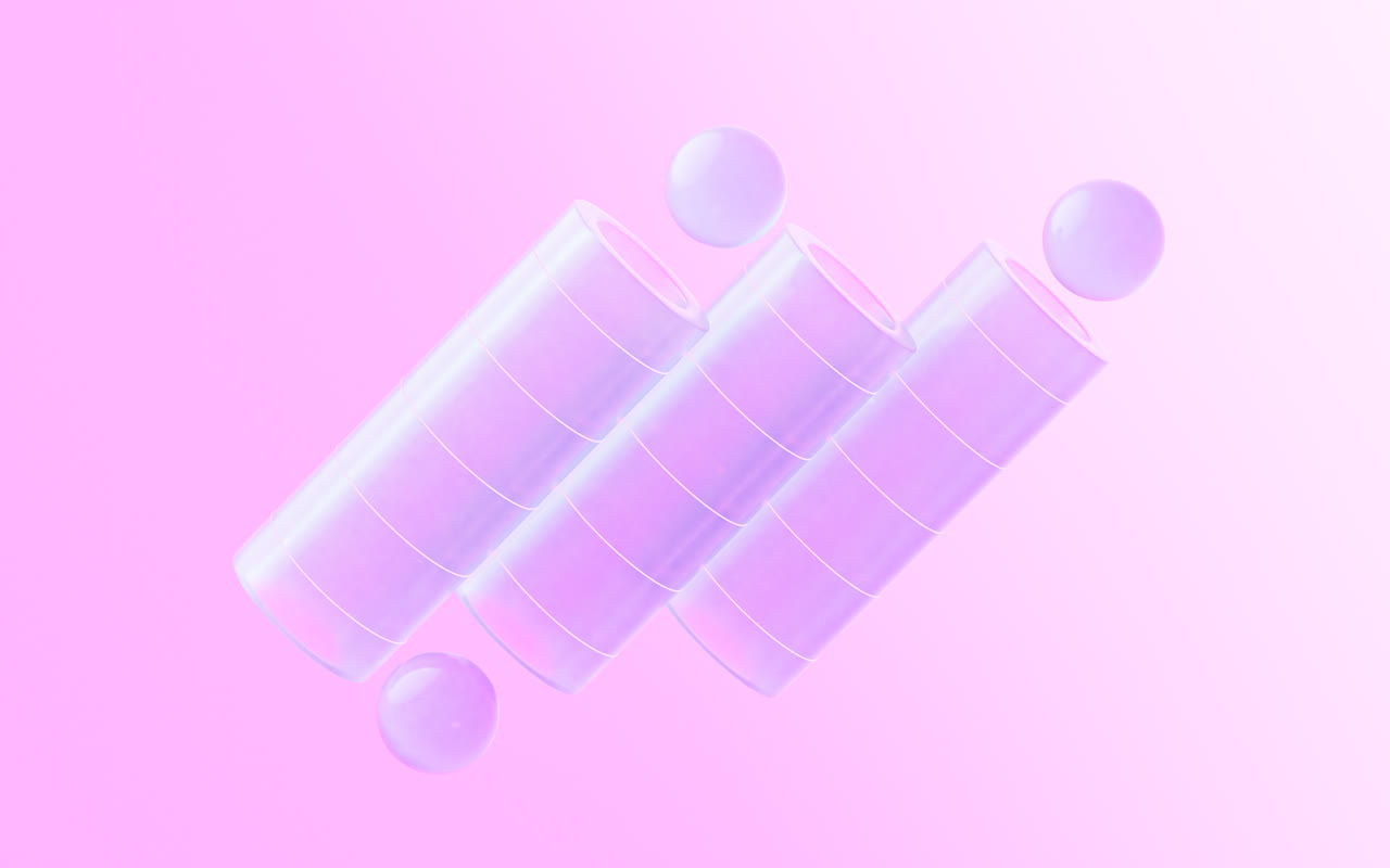 半透明玻璃几何体3D渲染