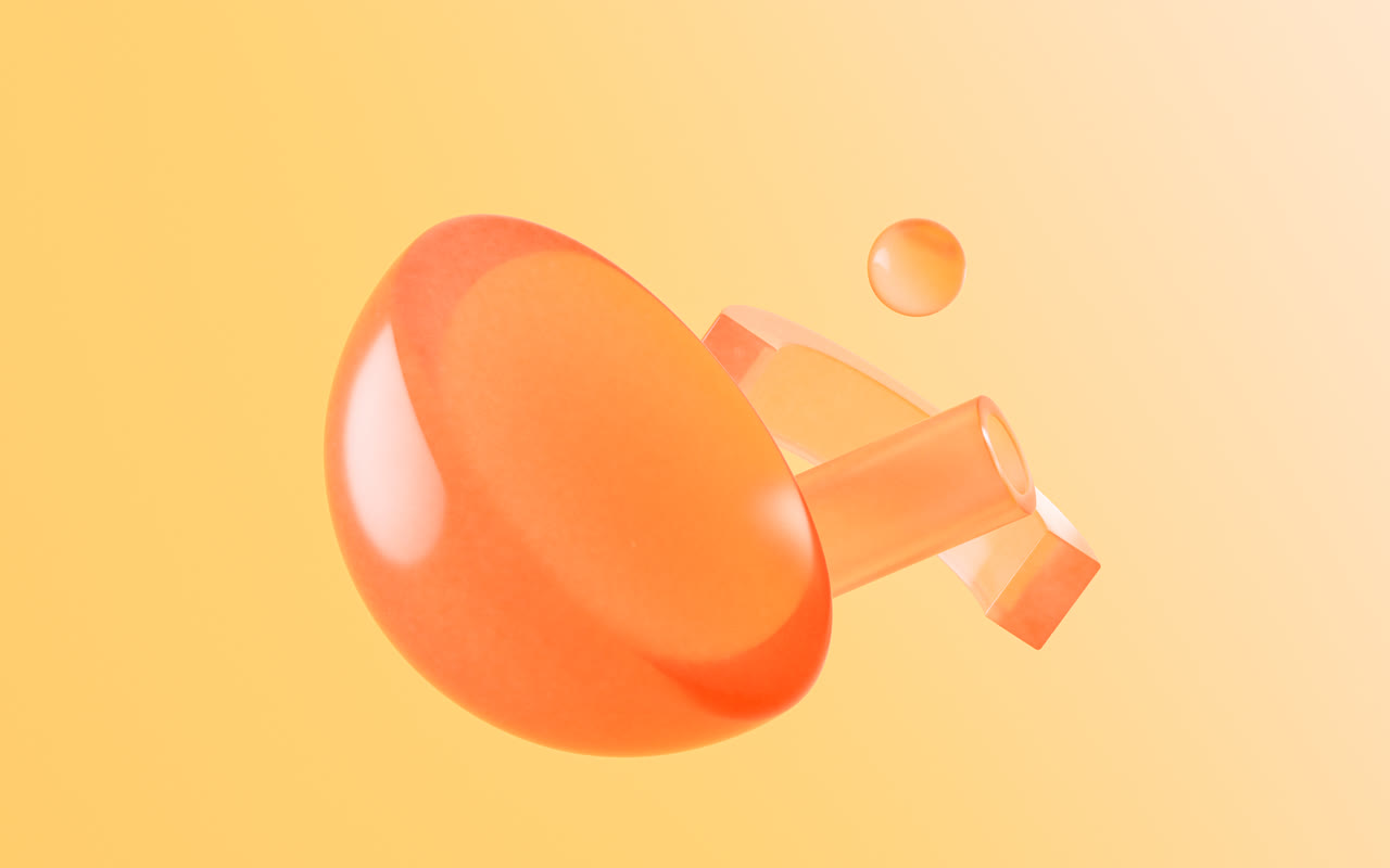 半透明玻璃几何体3D渲染