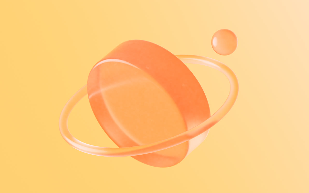 半透明玻璃几何体3D渲染