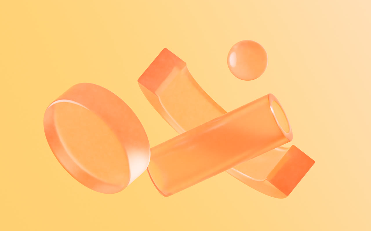 半透明玻璃几何体3D渲染