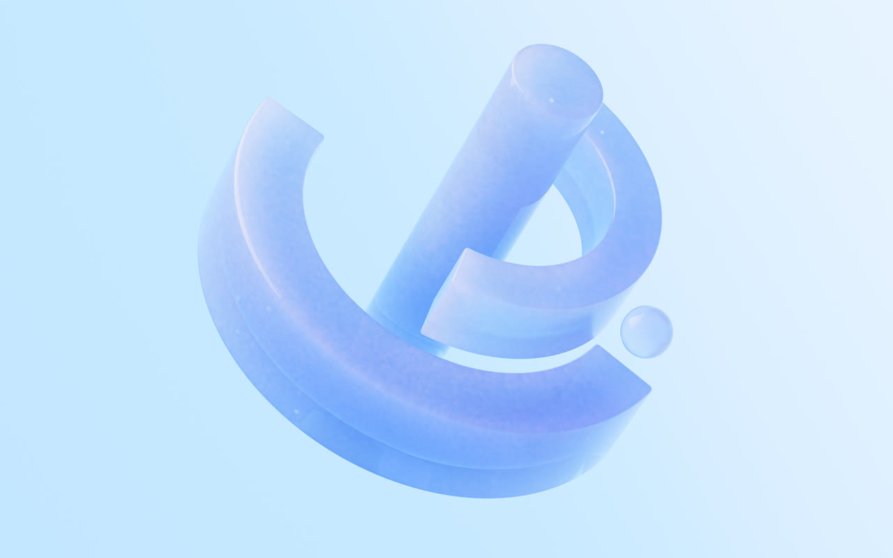 半透明玻璃几何体3D渲染