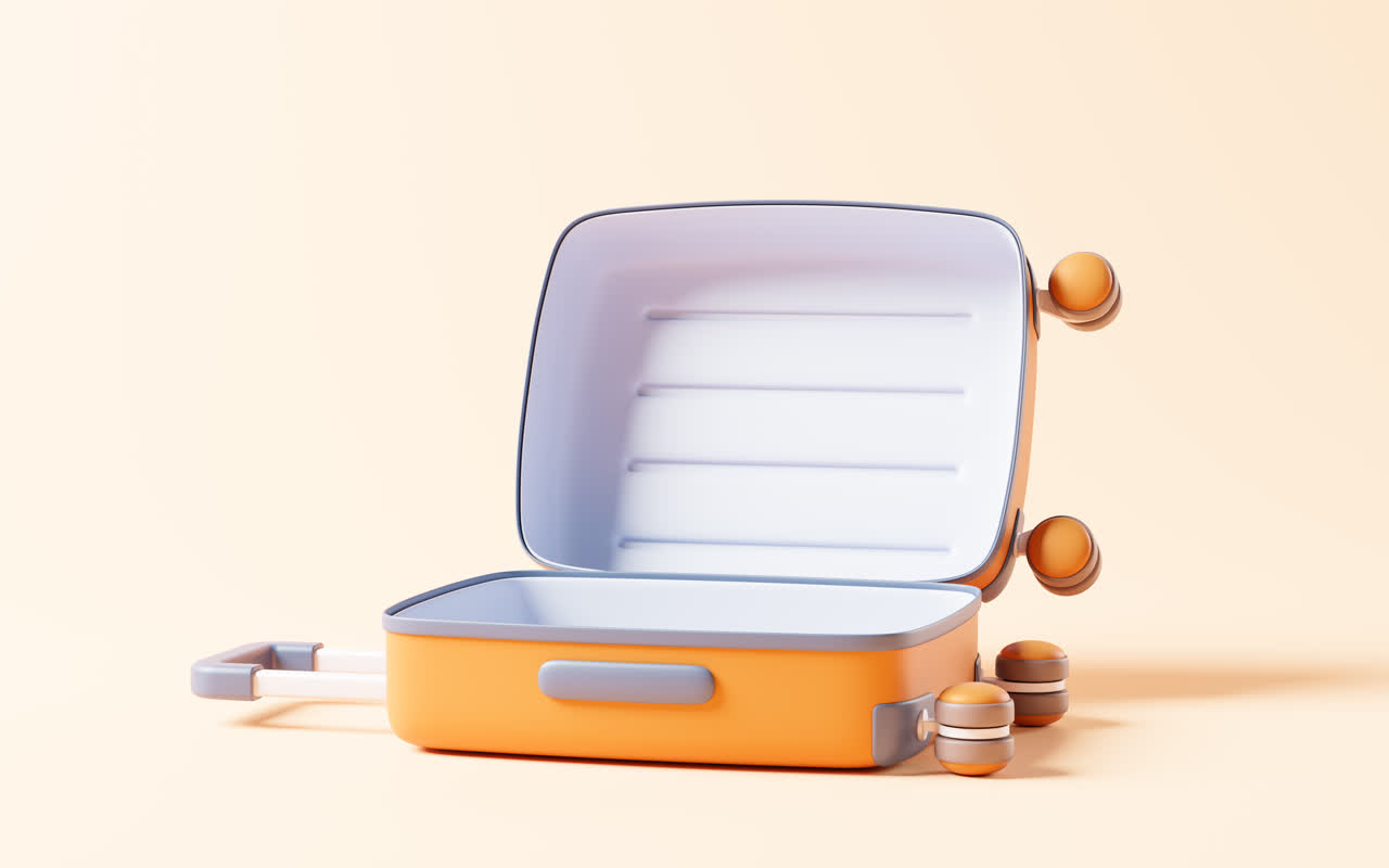 卡通行李箱与旅行主题3D渲染