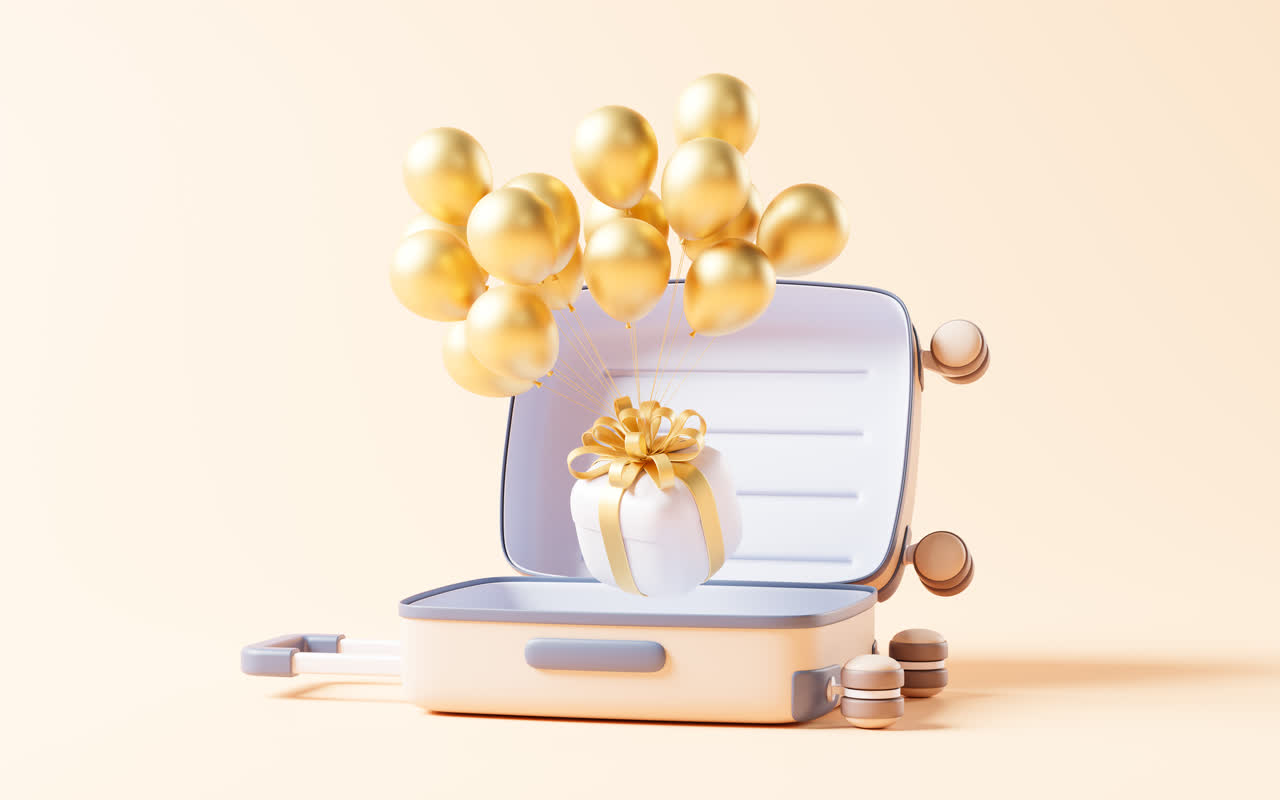 卡通行李箱与旅行主题3D渲染