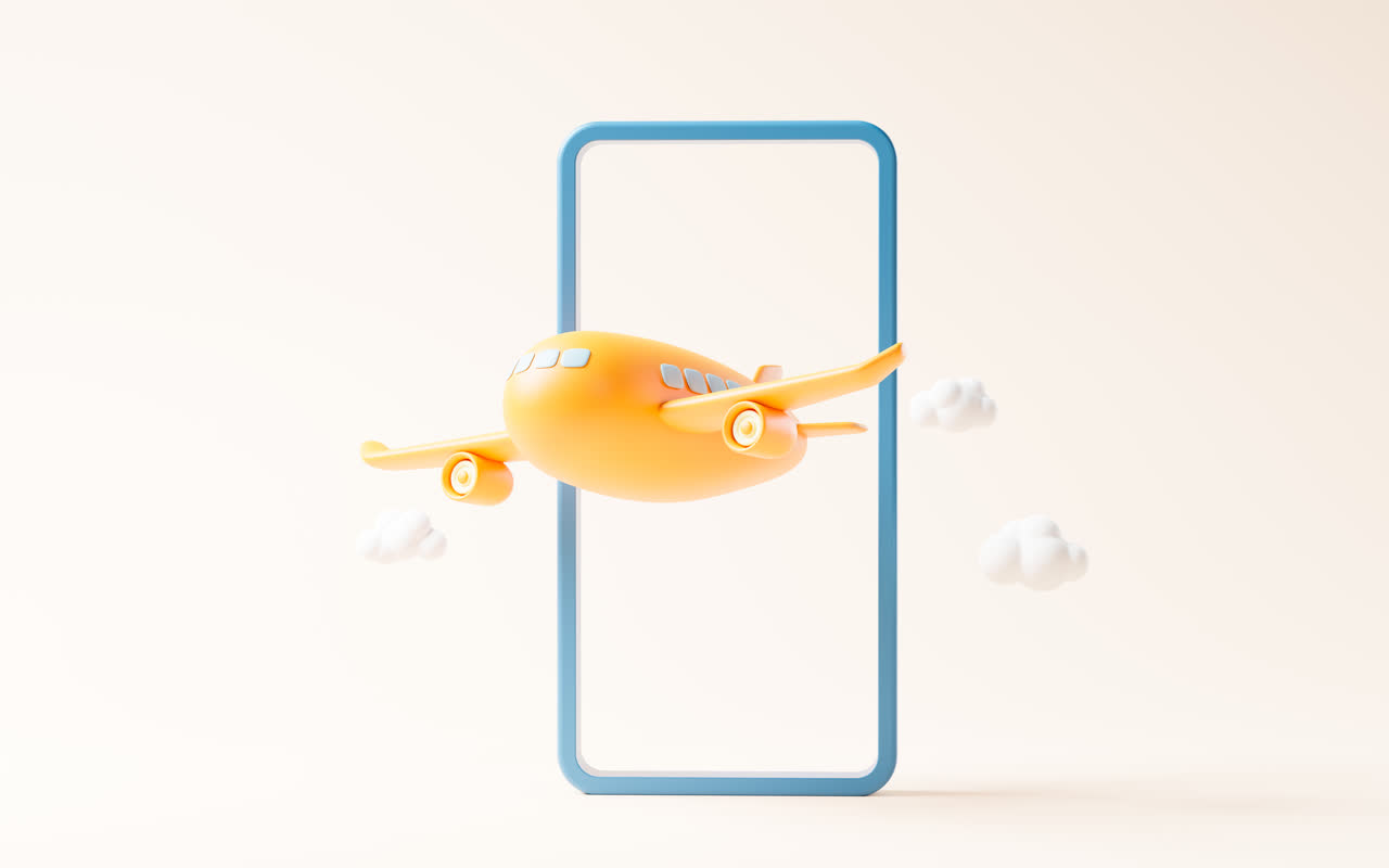 卡通飞机与手机3D渲染