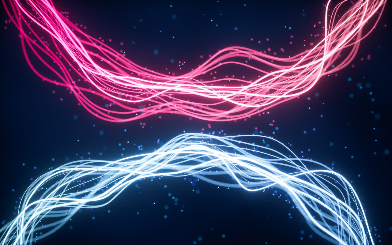 流动的曲线与粒子3D渲染