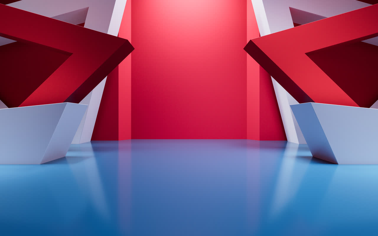 创意几何体室内空间3D渲染