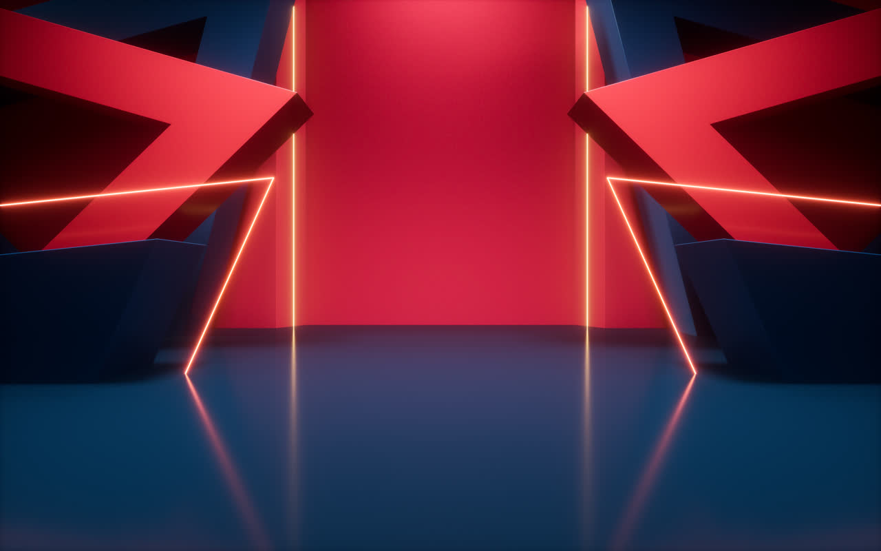 创意几何体室内空间3D渲染