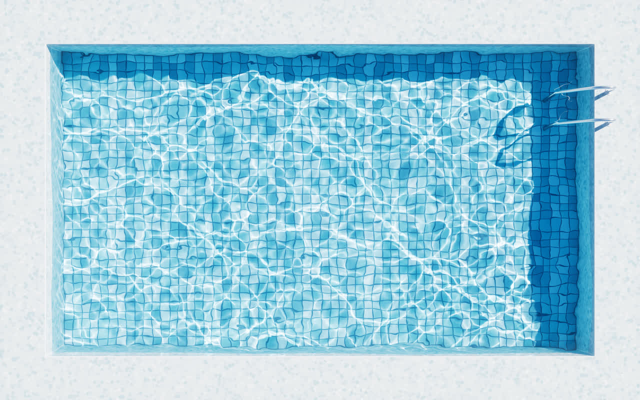 户外游泳池与水面3D渲染