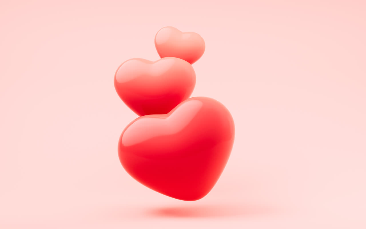 卡通风格爱心3D渲染
