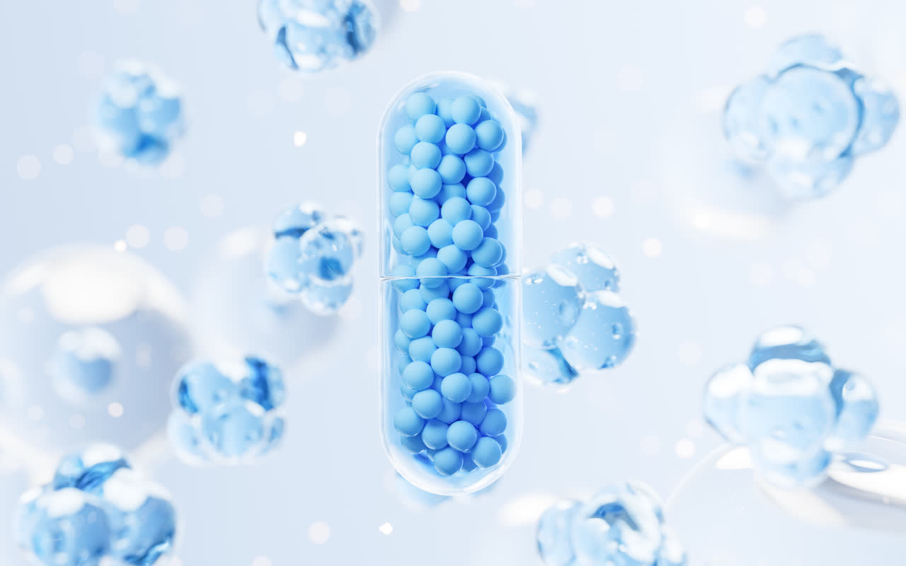 医药胶囊生物制药概念3D渲染