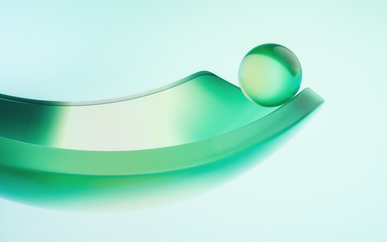 透明渐变曲面玻璃背景3D渲染