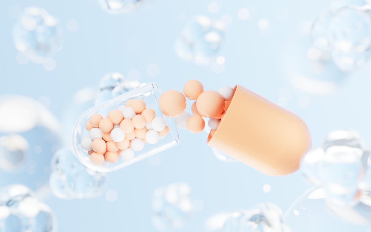 医药胶囊生物制药概念3D渲染