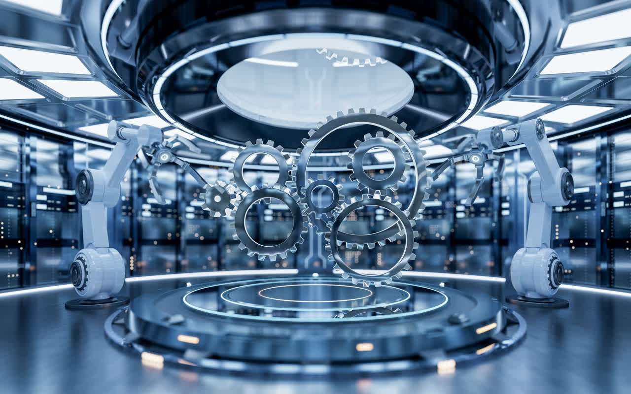 机械臂与机械齿轮3D渲染