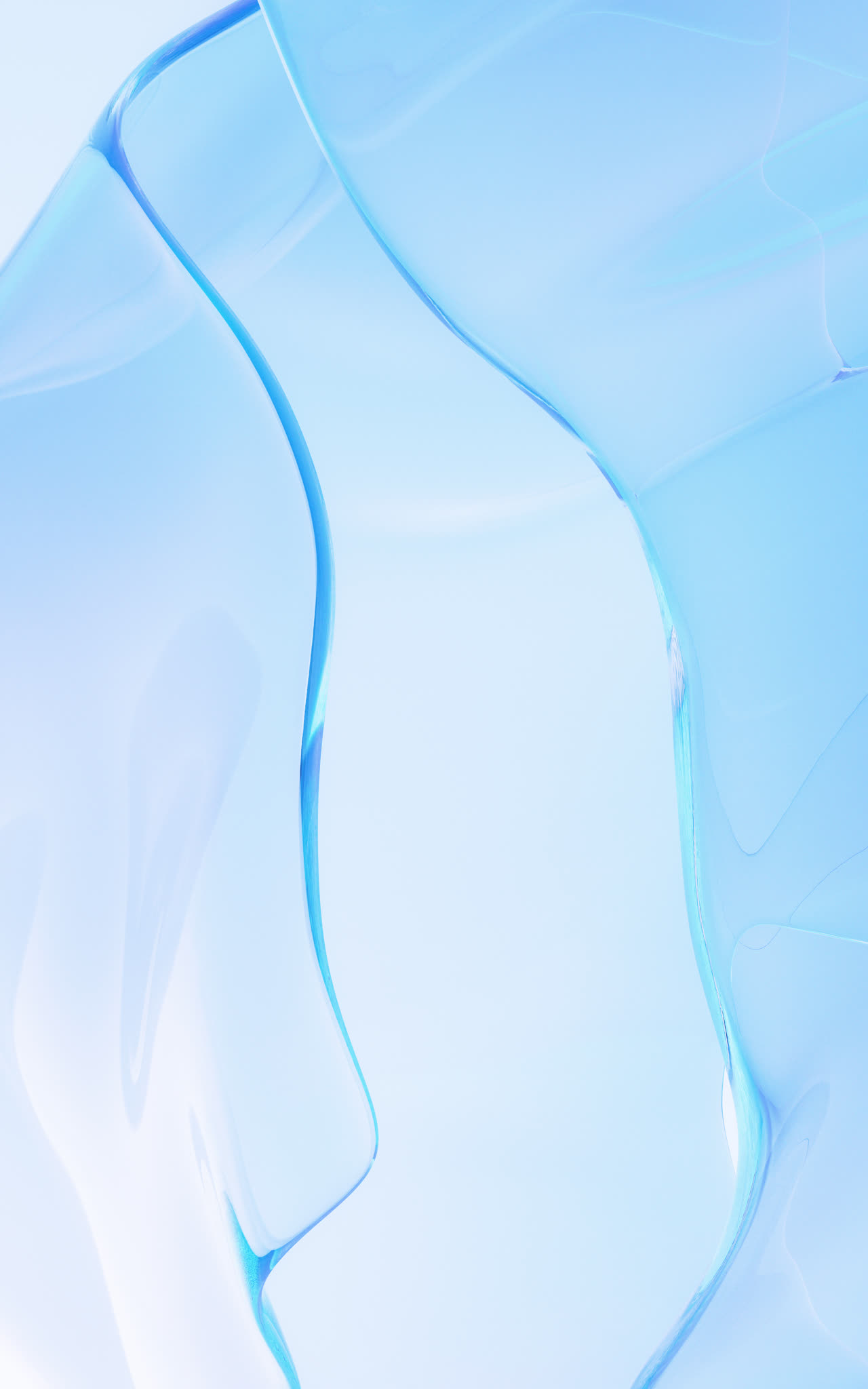 流动透明玻璃渐变曲面3D渲染