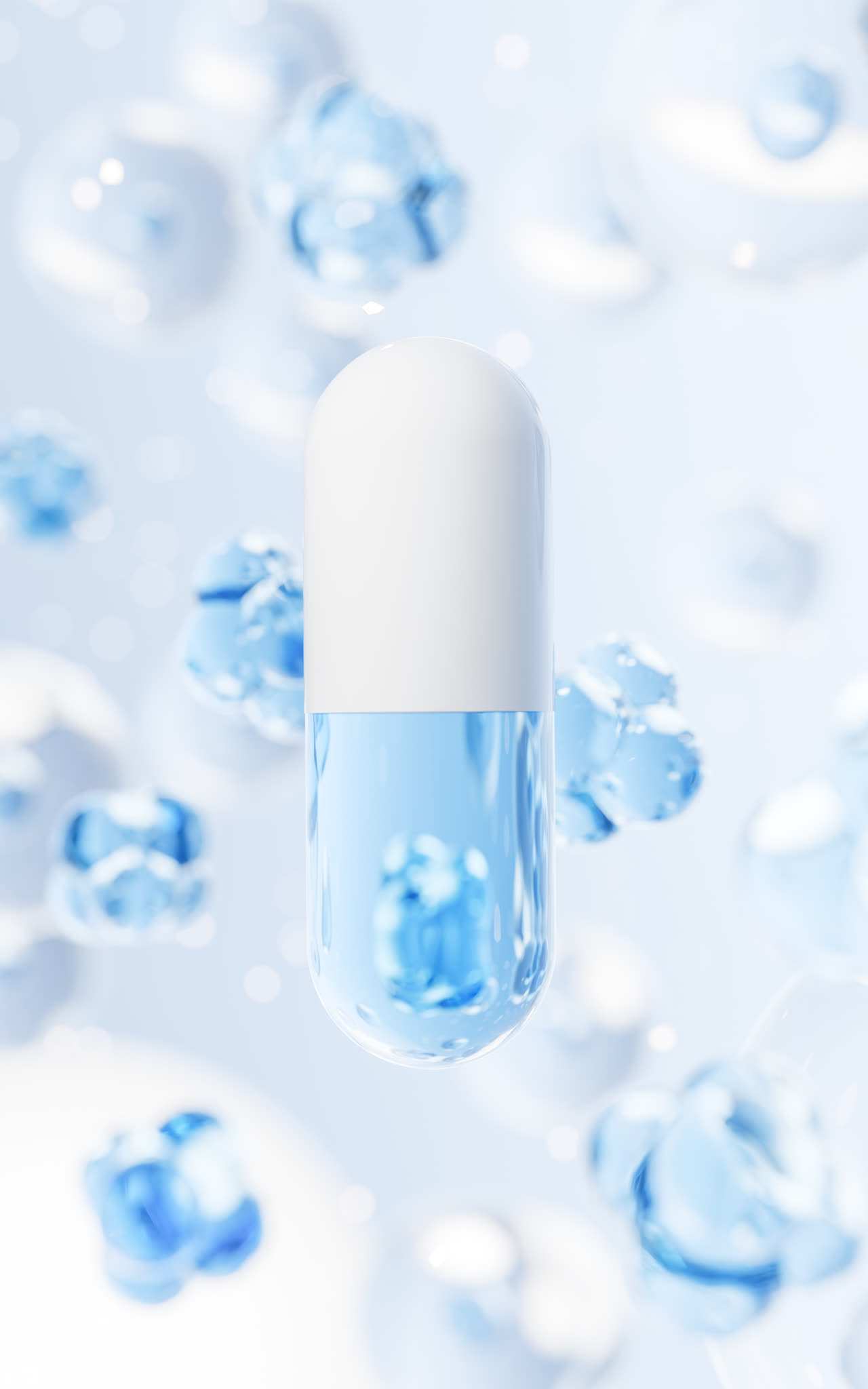 医药胶囊生物制药概念3D渲染