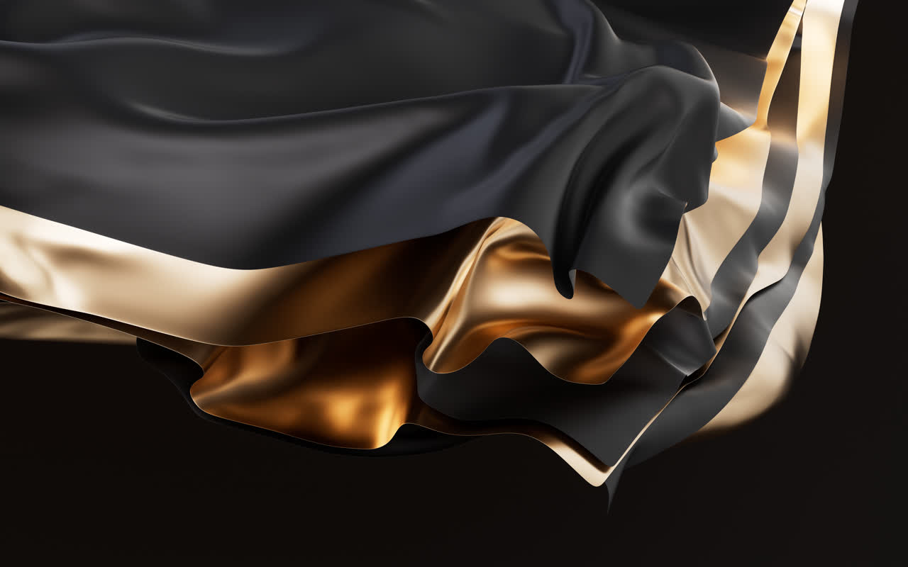 流动的多层布料曲面背景3D渲染