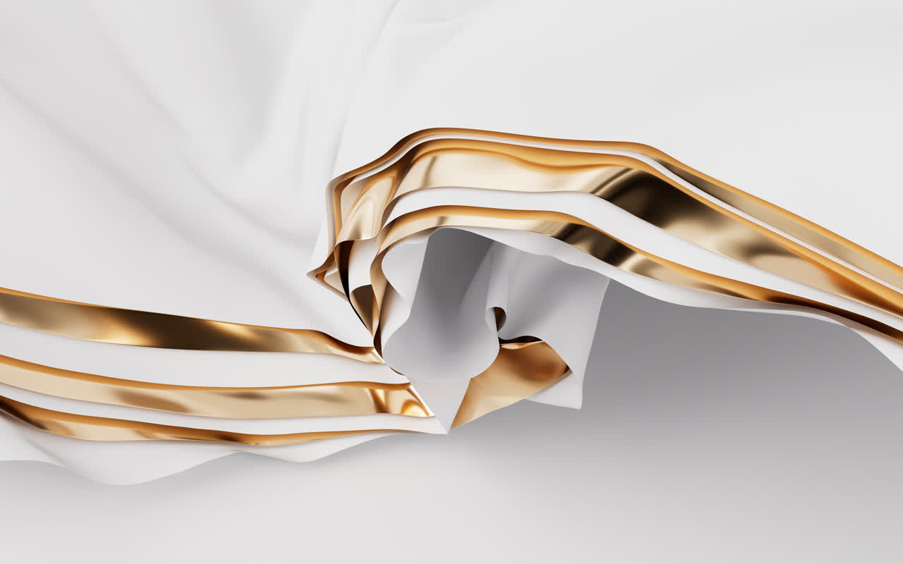 流动的多层布料曲面背景3D渲染