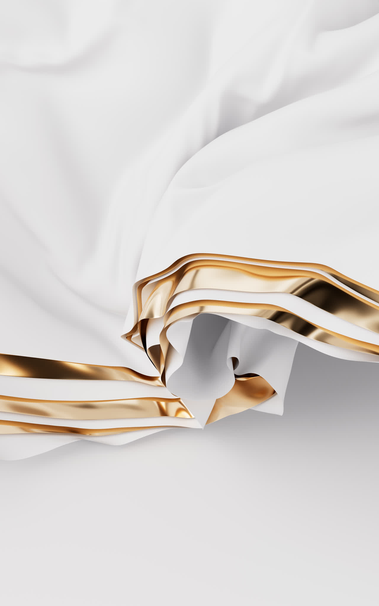 流动的多层布料曲面背景3D渲染