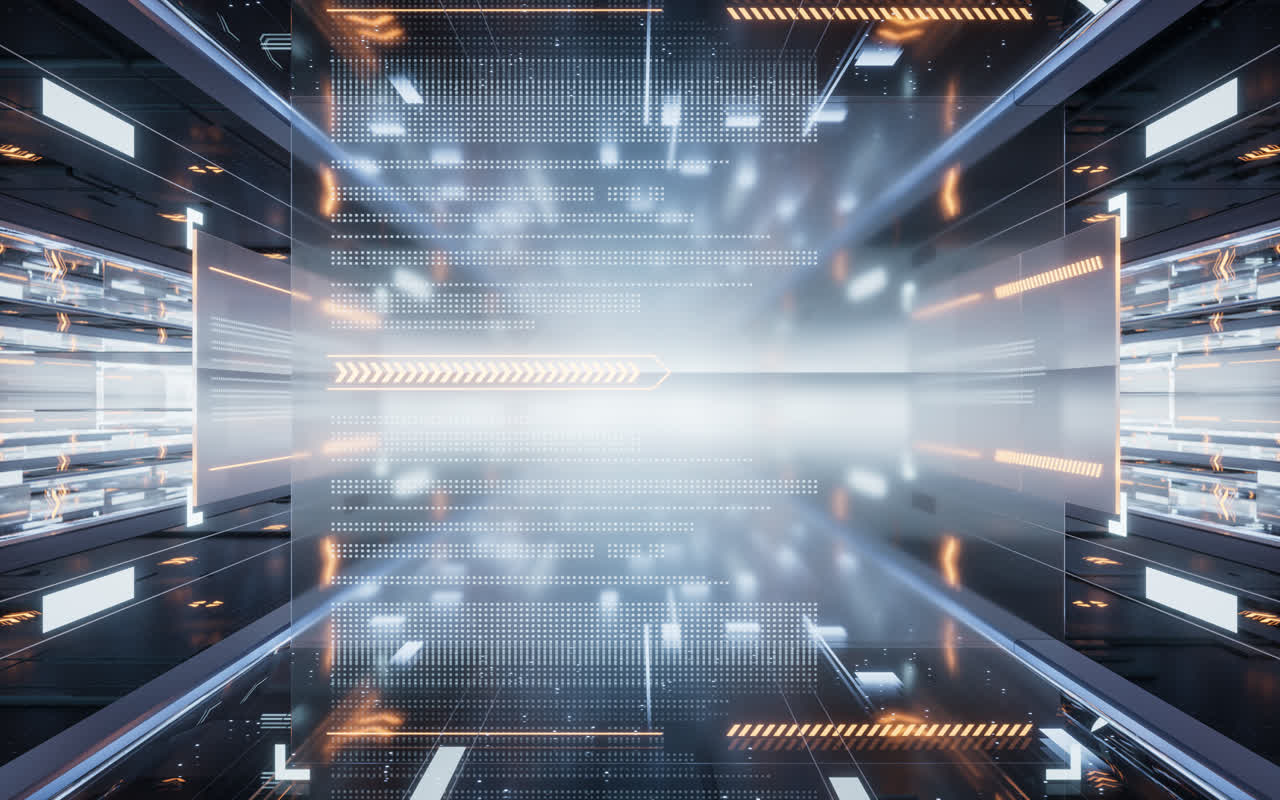 科技感显示屏与网络空间3D渲染