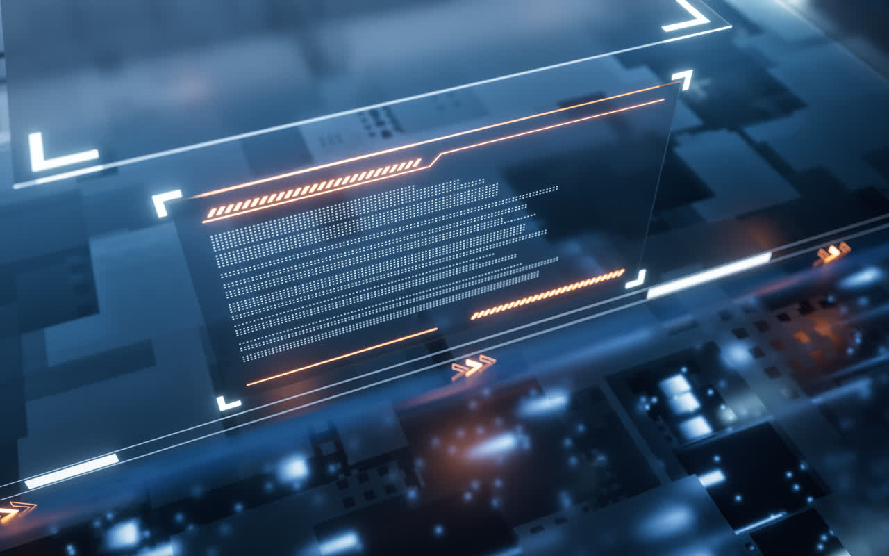 科技感显示屏与网络空间3D渲染