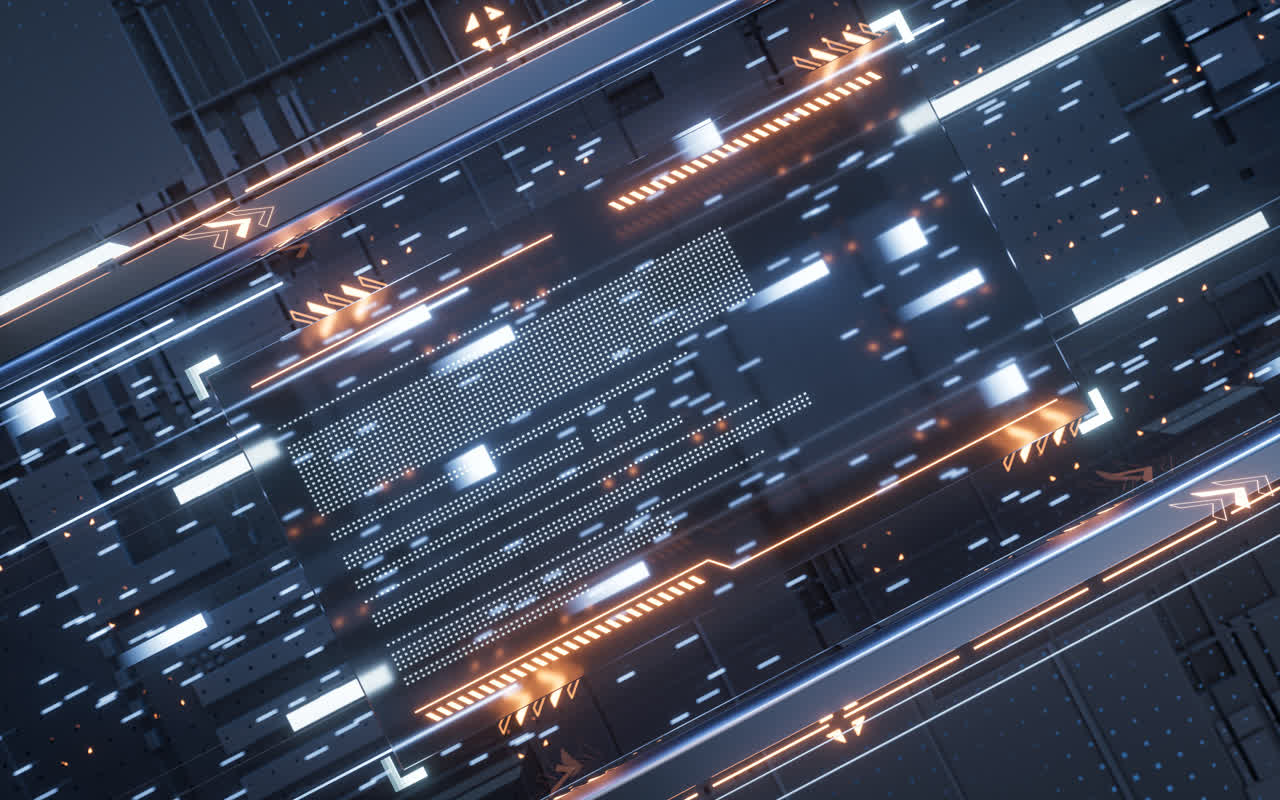 科技感显示屏与网络空间3D渲染